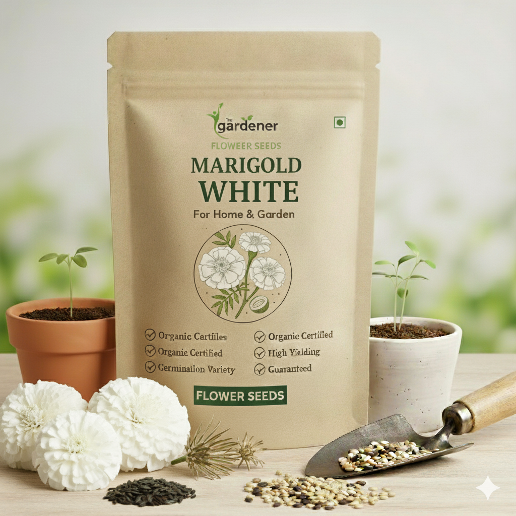 Marigold White Flower Seeds - 50 Seeds || High Germination/ Easy To grow